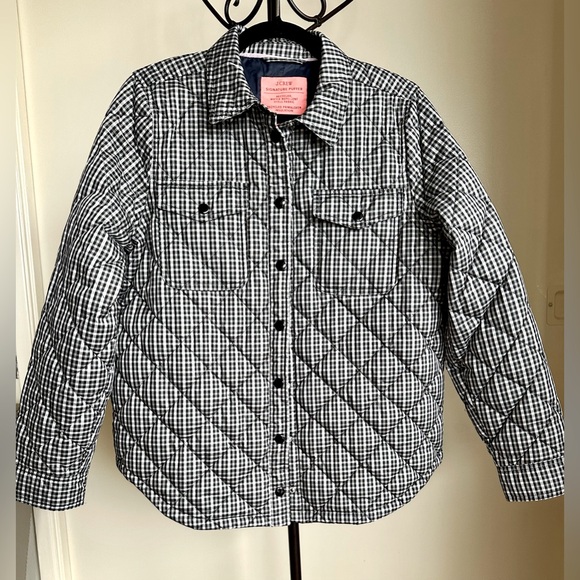 J. Crew Black and White Checkered Quilted Jacket - Picture 2 of 4